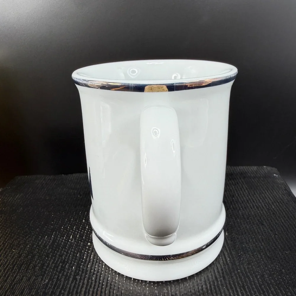 Williams Sonoma‎ Initial L Monogram Mug White Silver Metallic Trim Ceramic Cup